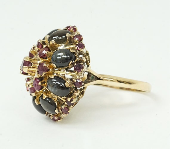 Antique 10K Yellow Gold Ruby & Black Star Sapphir… - image 2