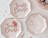 Rose Gold Team Bride Plates 8 Paper Party Plates Rose Gold Hen Party Decorations