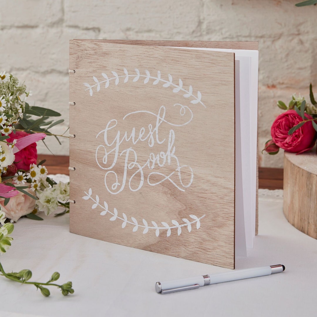 Wooden Guest Book Wooden Wedding Day Guest Book Rustic Etsy UK
