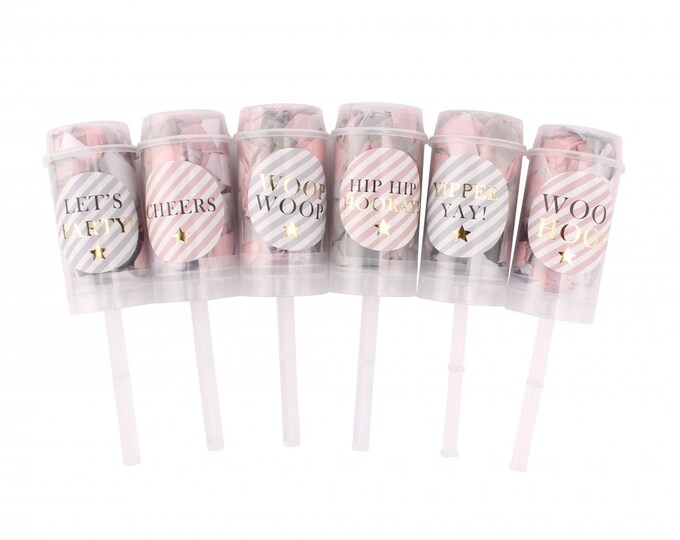 Wedding Confetti Poppers Pink and Grey Confetti Poppers Etsy UK