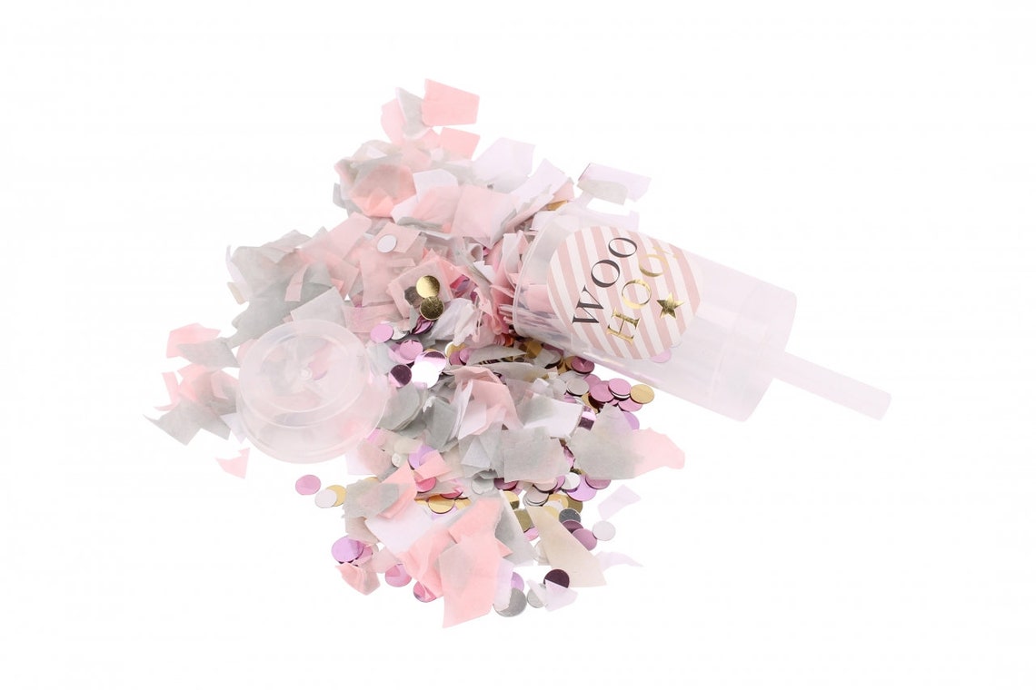 Wedding Confetti Poppers Pink and Grey Confetti Poppers Etsy