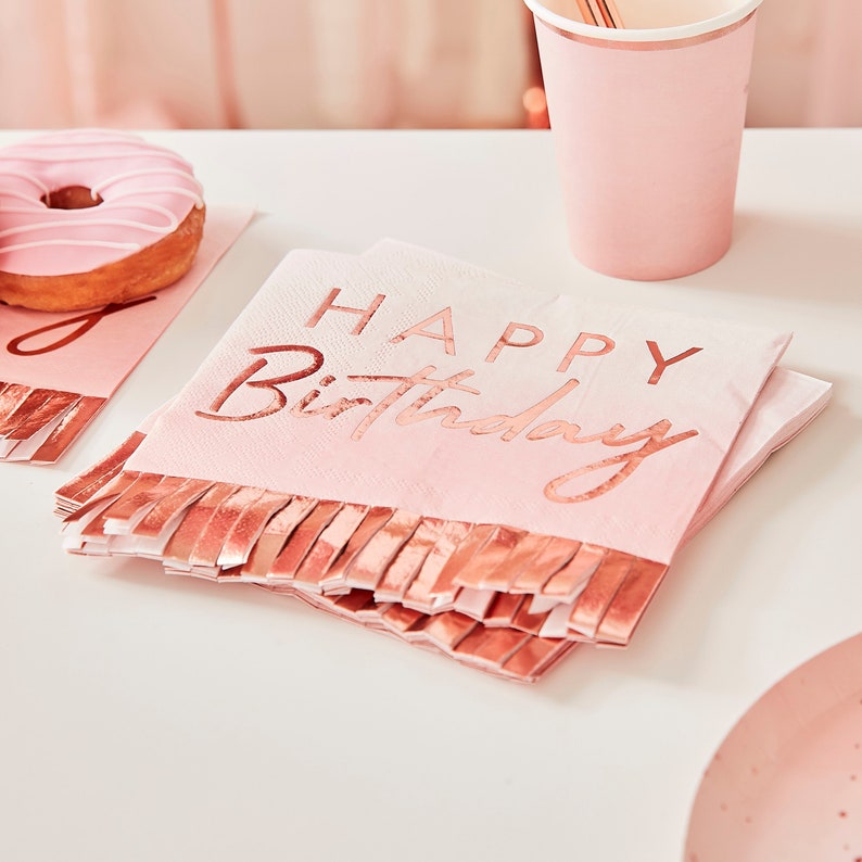 Graduation Party Cups Rose Gold Party Cups 8 Fringe Rose Gold Paper Cups Rose Gold Birthday Party Cups Bridal Shower Paper Cups