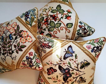 Needlepoint Finishing Services: knife edge pillows with self-welt piping.