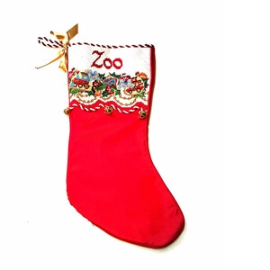 Needlepoint finishing service - Christmas stocking with handmade needlework cuff