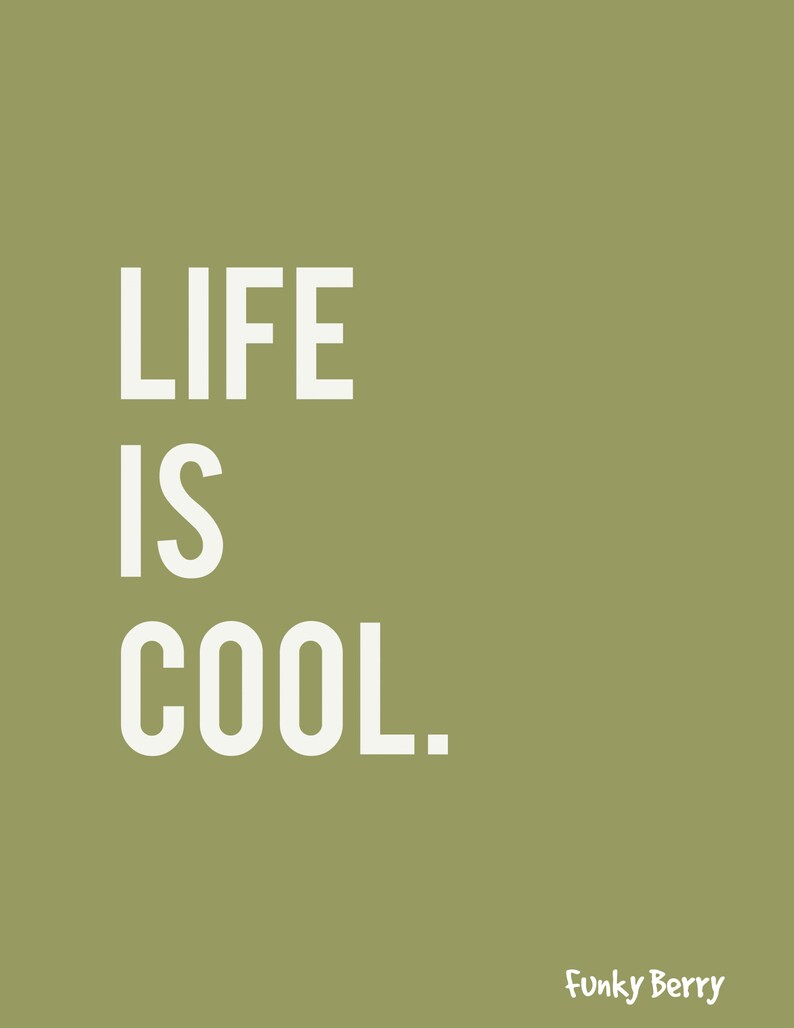 Life is Cool Digital Print Retro Rainbow Green Etsy