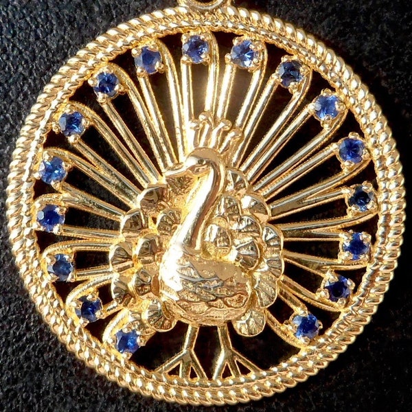 Vintage Peacock Charm / Love pendant, 18k Gold