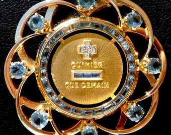 Unique Vintage French ' + qu'hier - que demain ' Charm / Love pendant, Signed A.AUGIS, 18k Gold