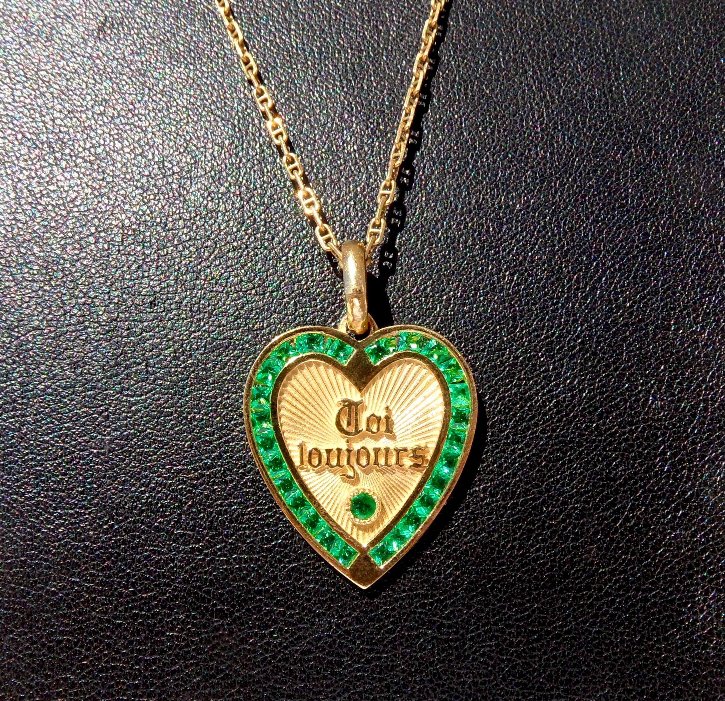 Vintage French ' Toi & Moi Toujours ' Charm / Love Pendant, the