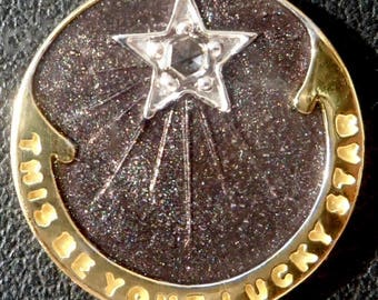 Starry Night ' Lucky Star ' Charm / Love pendant, Signed RIPP, 18k Gold