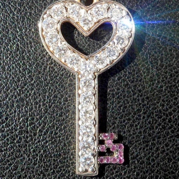 Vintage French ' Paradise Key ' Charm /  Pendant, Diamonds, The 90S, 18k Gold