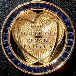 Vintage Rare French &#39; + qu&#39;hier - que demain &#39; Charm / Love pendant / Token, Signed A.AUGIS, 18k Gold