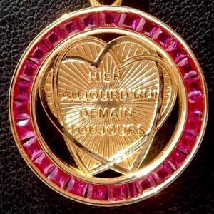 Vintage Rare French &#39; + qu&#39;hier - que demain &#39; Charm / Love pendant / Token, Signed A.AUGIS, 18k Gold