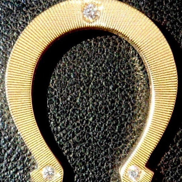 Vintage ' horseshoe ' Charm / Lucky Pendant, the 60S, Diamonds, 18k Gold