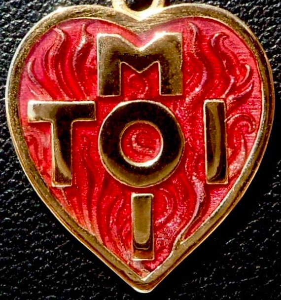 Vintage French ' Toi Et Moi ' Charm / Love Pendentif, Signé Toi Et
