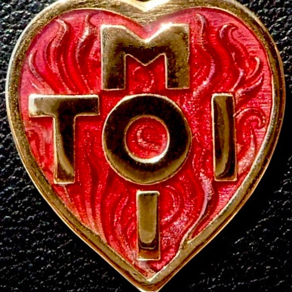 Vintage francés ' Toi et Moi ' Charm / Love pendentif, Signé Toi et moi, O 18 quilates