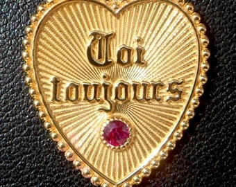 pendentif vintage Français &#39; Toi & Moi Toujours &#39; Charm / Love, The 70S, Or 18k