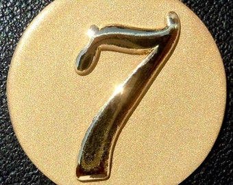 Vintage ' Number 7 ' Charm / Lucky Pendant, The 60S, 18k Gold