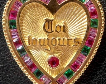 Vintage French Harlequin ' Toi & Moi Toujours ' Charm / Love pendant, The 70S, 18k Gold