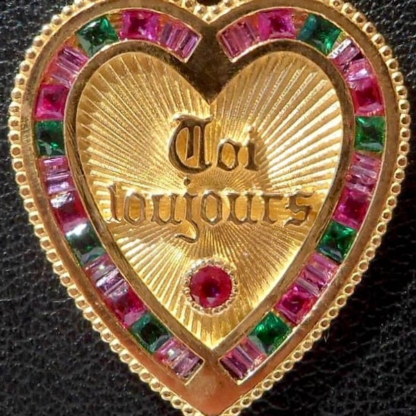 Vintage French Harlequin ' Toi & Moi Toujours ' Charm / Love pendant, The 70S, 18k Gold