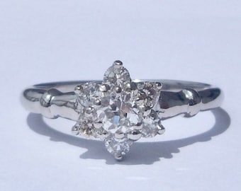'Anel de diamantes' francês vintage, ouro 18k
