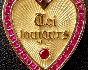 Vintage French ' Toi & Moi Toujours ' Charm / Love pendant, The 70S, 18k Gold