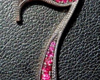 vintage ' Number 7 ' Charm / Lucky Pendant, Les années 50, Rubis, Or 18 carats