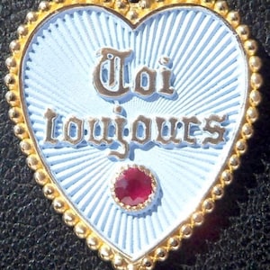 Colgante vintage francés ' Toi & Moi Toujours ' Charm / Love, años 80, oro de 18 k