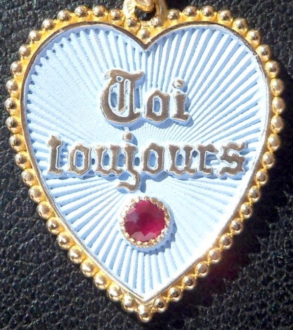 Vintage French ' Toi & Moi Toujours ' Charm / Love pendant, The 80S, 18k Gold