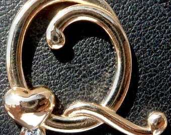 Vintage French ' Q ' Charm /  Pendant, Diamond, The 90S, 18k Gold