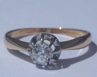 Vintage French ' Diamond Ring ', 18k Gold