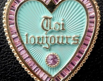 Vintage French ' Toi & Moi Toujours ' Charm / Love pendant, The 70S, 18k Gold