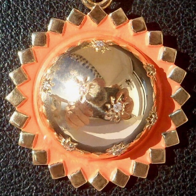 Vintage French Ball Enameled Charm / Pendant, the 80S, 18k Gold