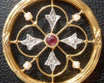 Vintage French ' Art Deco ' Charm / Pendant, 18k Gold, Diamonds, The 30S