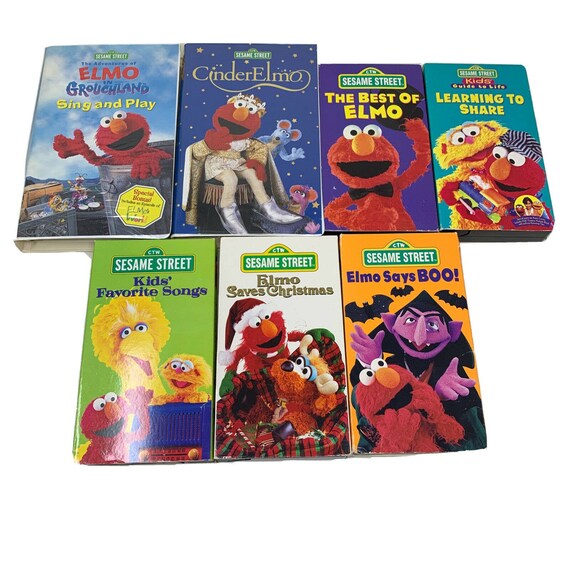 Lot 7 X Elmo Sesame Street Vhs Tapes Songs Christmas Boo Etsy