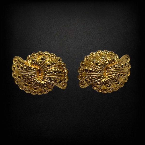 Vintage 1980s Avant Garde Gold Tone Earrings Runway Couture Pierced Carded