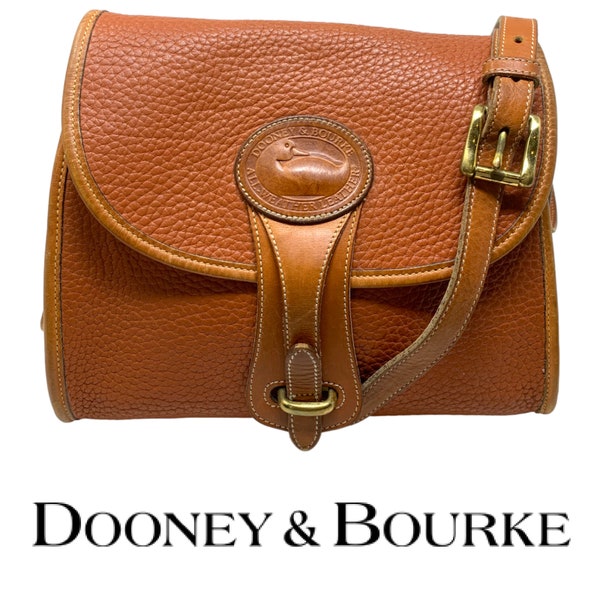 Vtg 1994 Dooney & Bourke Medium Essex Bag Purse Saddle Tan All Weather Leather