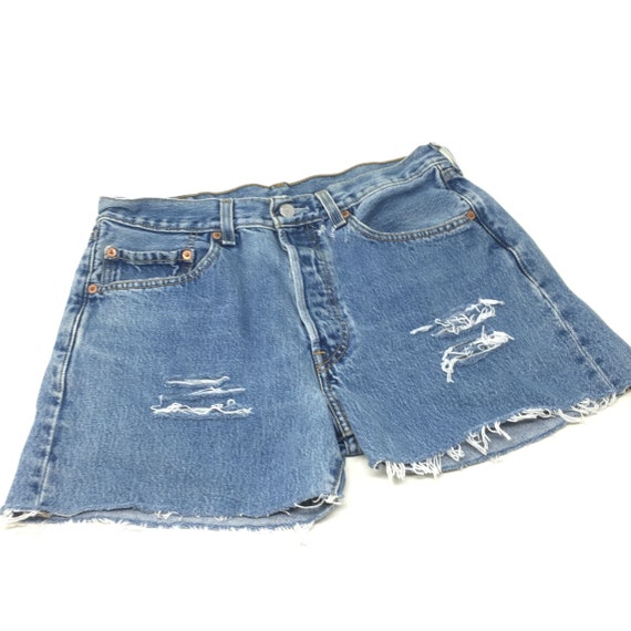 Vintage Levis 501s Cutoff Cut Off Distressed Deni… - image 2