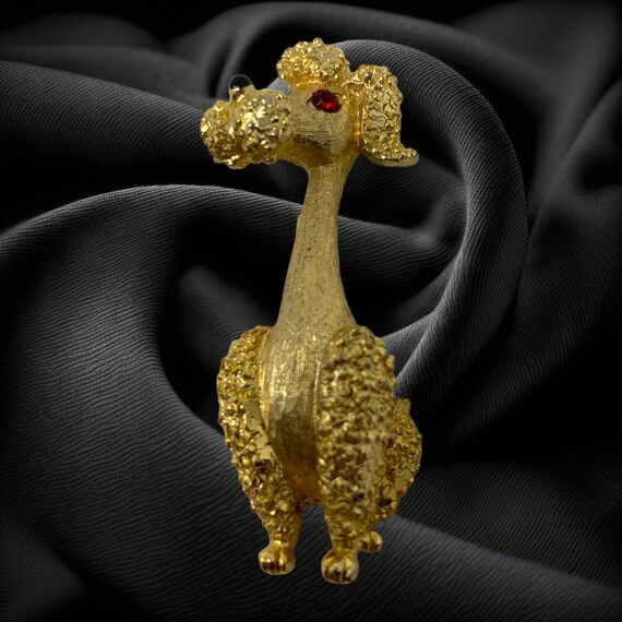 Vintage Mamselle Poodle Dog Pin Brooch Gold Tone … - image 1