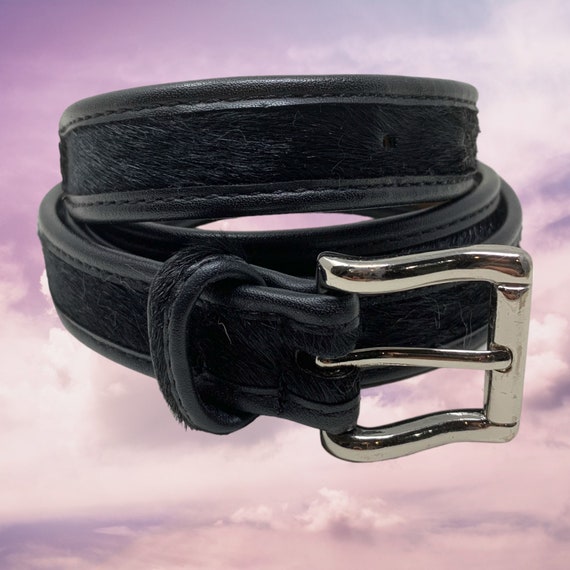 Vintage Amanda Smith Black Pony Hair Skinny Belt W