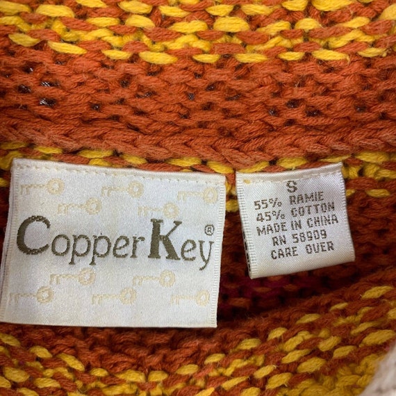 Vintage Copper Key Tunic Sweater Sz S Oversized S… - image 4