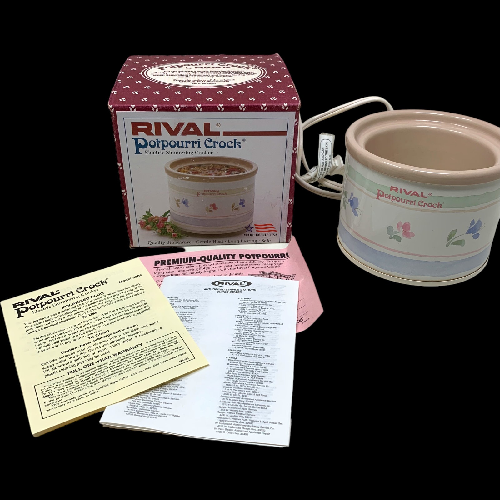Vintage Rival Potpourri Crock Electric Simmering Cooker Stoneware