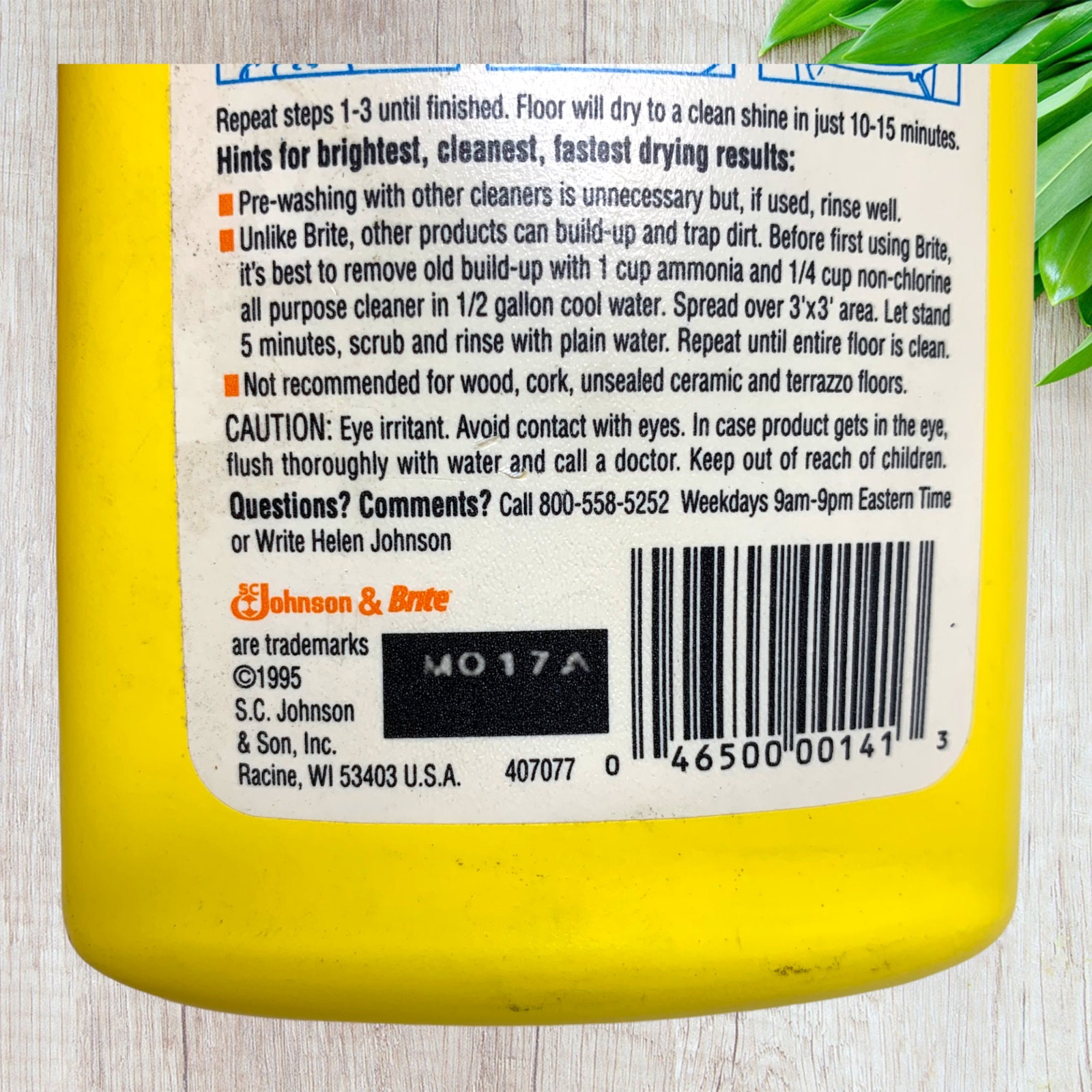 Vintage 1995 Brite Floor Cleaner 32 Oz SC Johnson Wax TV Movie Etsy