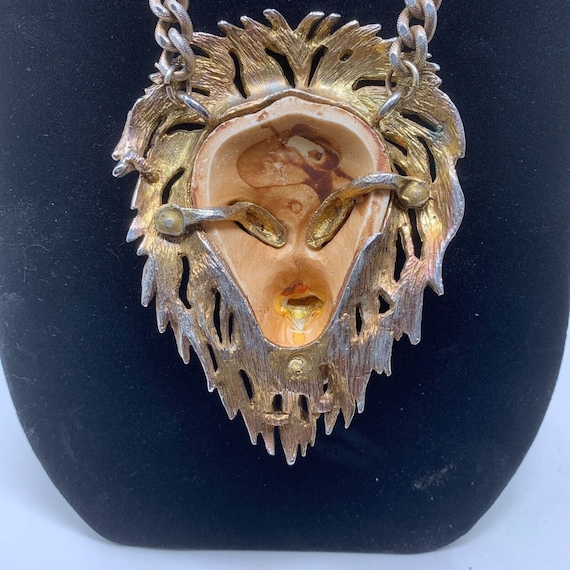 Vintage 1970s Luca Razza Leo the Lion Head Pendan… - image 4