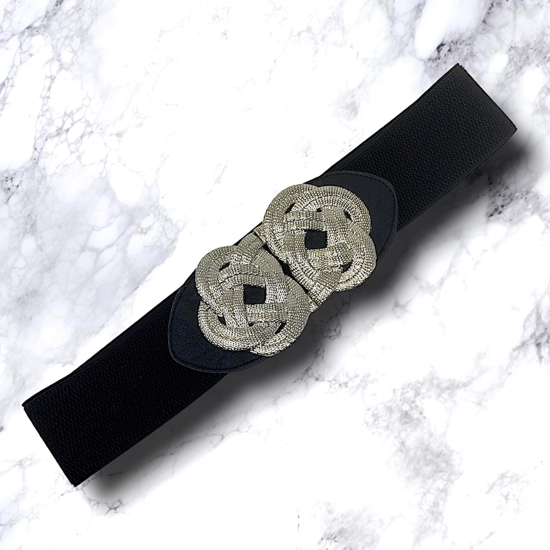 80s Schuchard & Friese black belt | Vintage Statement Waist belt with silver-colored buckle