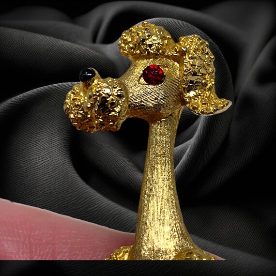 Vintage Mamselle Poodle Dog Pin Brooch Gold Tone … - image 2