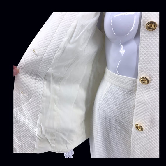 Vintage Louis Feraud Sz 10 White Quilted Career S… - image 7