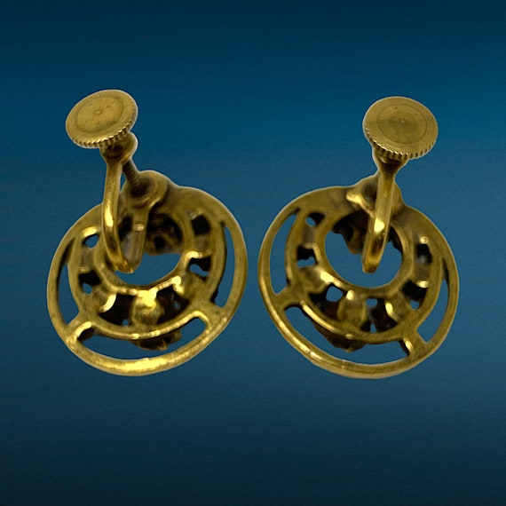 Vintage 1960's Double Circle Rhinestones Earrings… - image 4