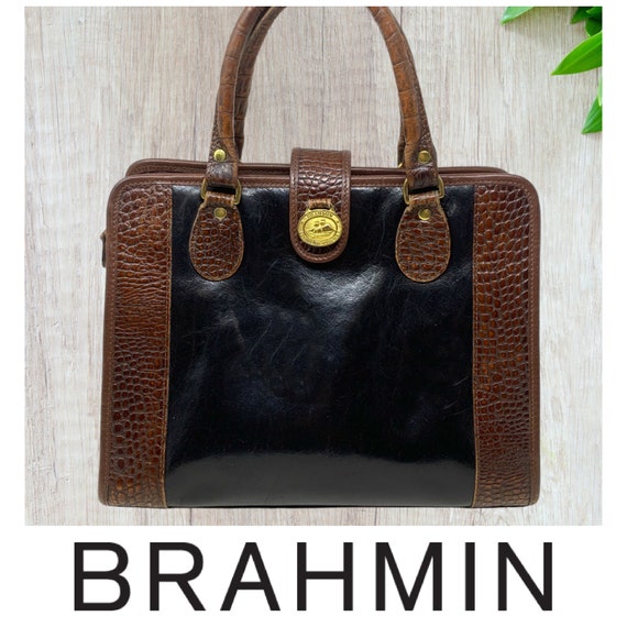 Vintage BRAHMIN TUSCAN SMART CLASSIC BLACK/BROWN LEATHER SHOULDER BAG