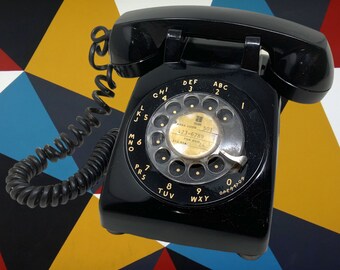 Vintage 1960 ITT Model 500 Series 12-60 Black Rotary Desk Table Phone Untested
