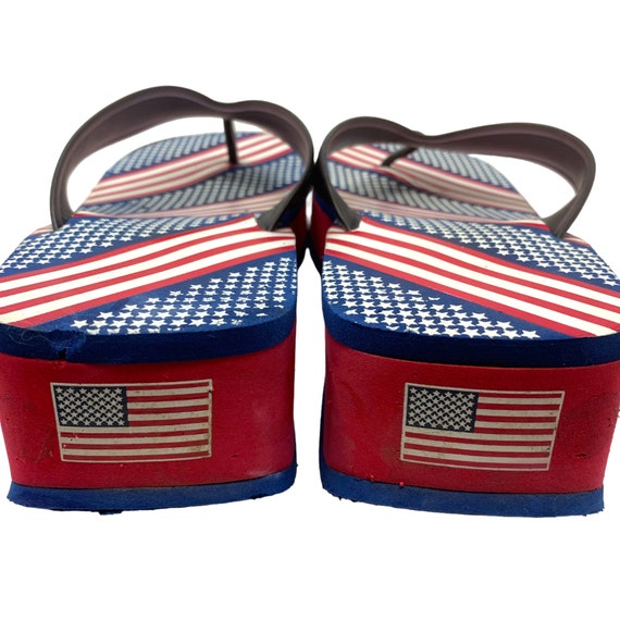 Vintage Y2K Patriotic USA Flag Platform Thong San… - image 7